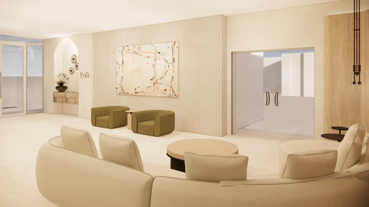 Lobby norte-sur de Lyra Residences